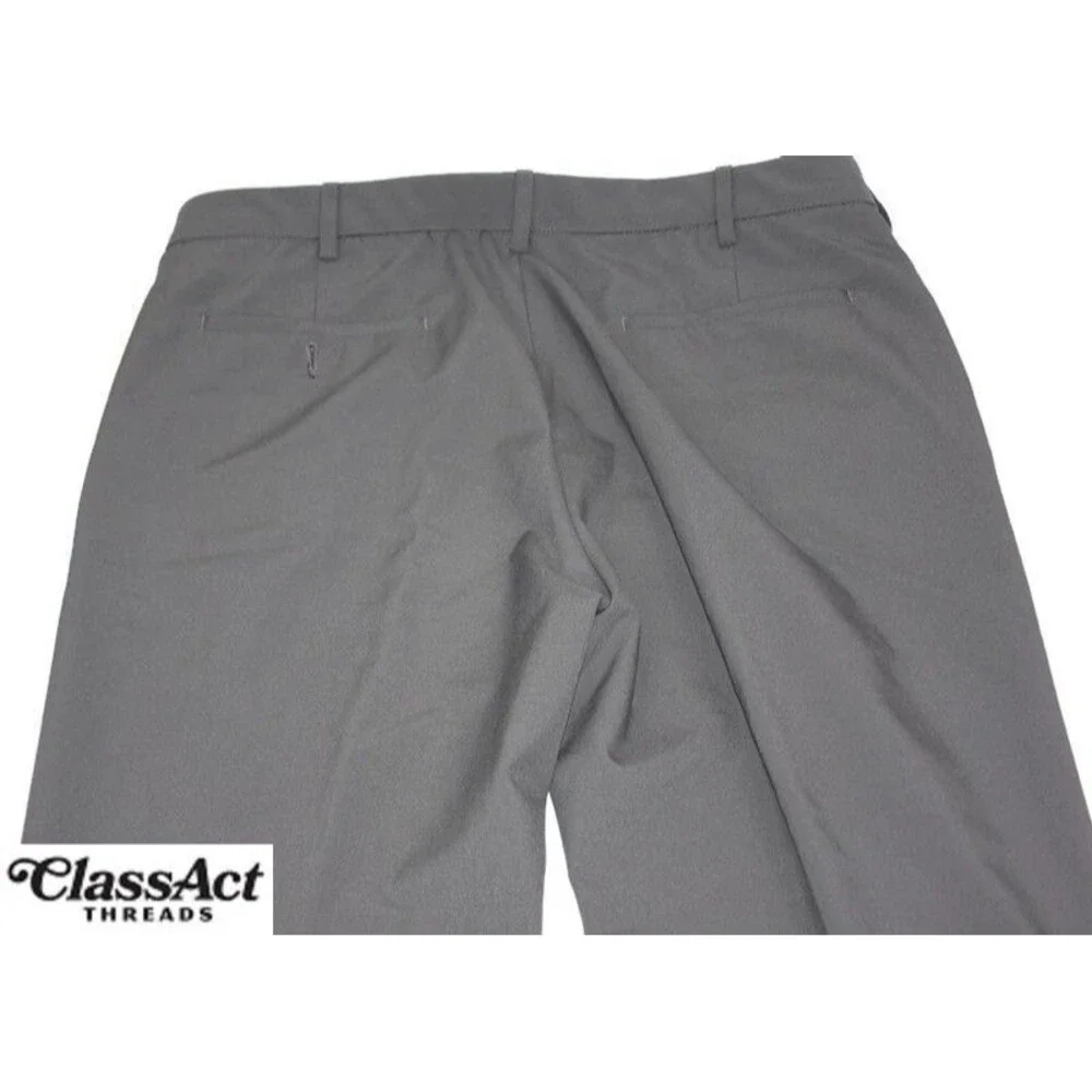 PGA Tour Golf Pants Casual Chino Polyester Men's Gray Flat Front 36 X 32
